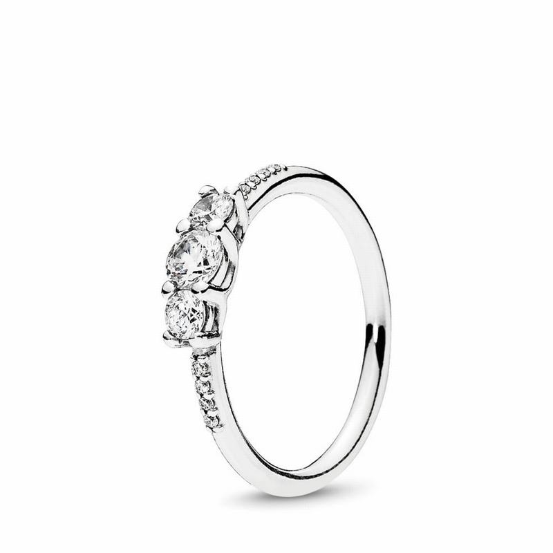 Pandora Australia Clear Three-Stone Stackable Ring - Sterling Silver | ZXUBTK059